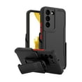 thumbnail image 1 of TJS for Samsung Galaxy S23 Case, with Belt Clip Holster, Heavy Duty Military Grade Drop Protection Hard Phone Case with 360° Rotating Kickstand Clip for Galaxy S23 (Black), 1 of 9