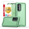 thumbnail image 1 of TJS for Motorola Edge 2022 Phone Case, Moto Edge 5G 2022 Case, with Tempered Glass Screen Protector, Dual Layer Shockproof Rugged Hybrid Drop Protector Cover (Grenn), 1 of 8