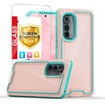 thumbnail image 1 of TJS for Motorola Edge 2022 Phone Case, Moto Edge 5G 2022 Case, with Tempered Glass Screen Protector, Dual Layer Shockproof Rugged Hybrid Drop Protector Cover (Pink), 1 of 8