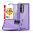 thumbnail image 1 of TJS for Motorola Edge 2022 Phone Case, Moto Edge 5G 2022 Case, with Tempered Glass Screen Protector, Dual Layer Shockproof Rugged Hybrid Drop Protector Cover (Purple), 1 of 8