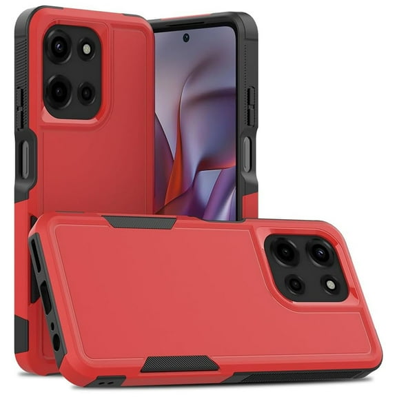 TJS for Motorola Moto Edge 5G 2025 Phone Case, Heavy Duty Rugged Shockproof Full Body Protection Cover for Moto Edge 5G 2025 (Red)