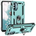 thumbnail image 1 of TJS for Motorola Moto G 5G 2022 Phone Case, with Tempered Glass Screen Protector, Impact Resistant Metal Ring Magnetic Support Kickstand Drop Protector Cover for Moto G 5G 2022 (Teal), 1 of 7