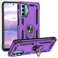 thumbnail image 1 of TJS for Motorola Moto G 5G 2022 Phone Case, with Tempered Glass Screen Protector, Impact Resistant Metal Ring Magnetic Support Kickstand Drop Protector Cover for Moto G 5G 2022 (Purple), 1 of 7