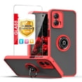 thumbnail image 1 of TJS for Motorola Moto G 5G 2023 Phone Case, with Tempered Glass Screen Protector, 360 Degrees Rotating Metal Ring Magnetic Support Kickstand Cover for Moto G 5G 2023 (Red), 1 of 8