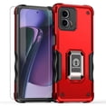 thumbnail image 1 of TJS for Motorola Moto G 5G 2023 Phone Case, with Tempered Glass Screen Protector, [Military Grade] Heavy Duty Magnetic Support Ring Kickstand Cover for Moto G 5G 2023 (Red), 1 of 8