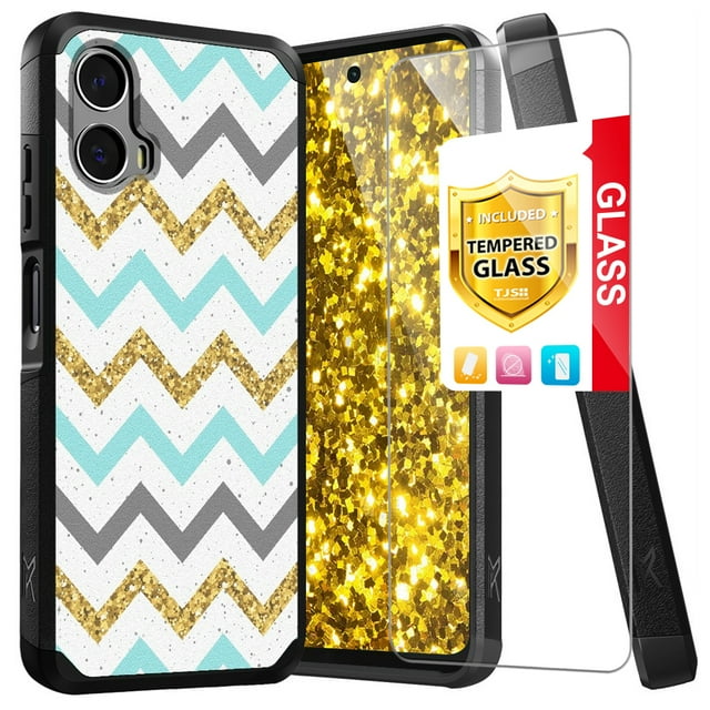 TJS for Motorola Moto G 5G 2024 Phone Case, with Tempered Glass Screen