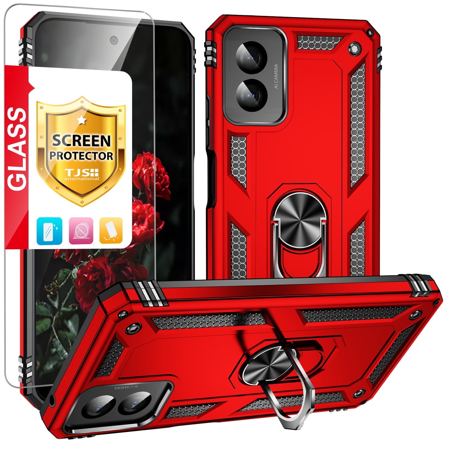 Dteck Case For Moto G Power 5G 2025 / Moto G Play 2025 Case With Camera Protection Sliding Cover Lanyard, Military Grade Drop Protection Rugged Shockproof Cover With Kickstand,Pink Red - View #11