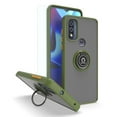 thumbnail image 1 of TJS for Motorola Moto G Play 2023/Moto G Pure 2021/Moto G Power 2022 Phone Case, with Tempered Glass Screen Protector, 360 Degrees Rotating Metal Ring Magnetic Support Kickstand Cover (Green), 1 of 7