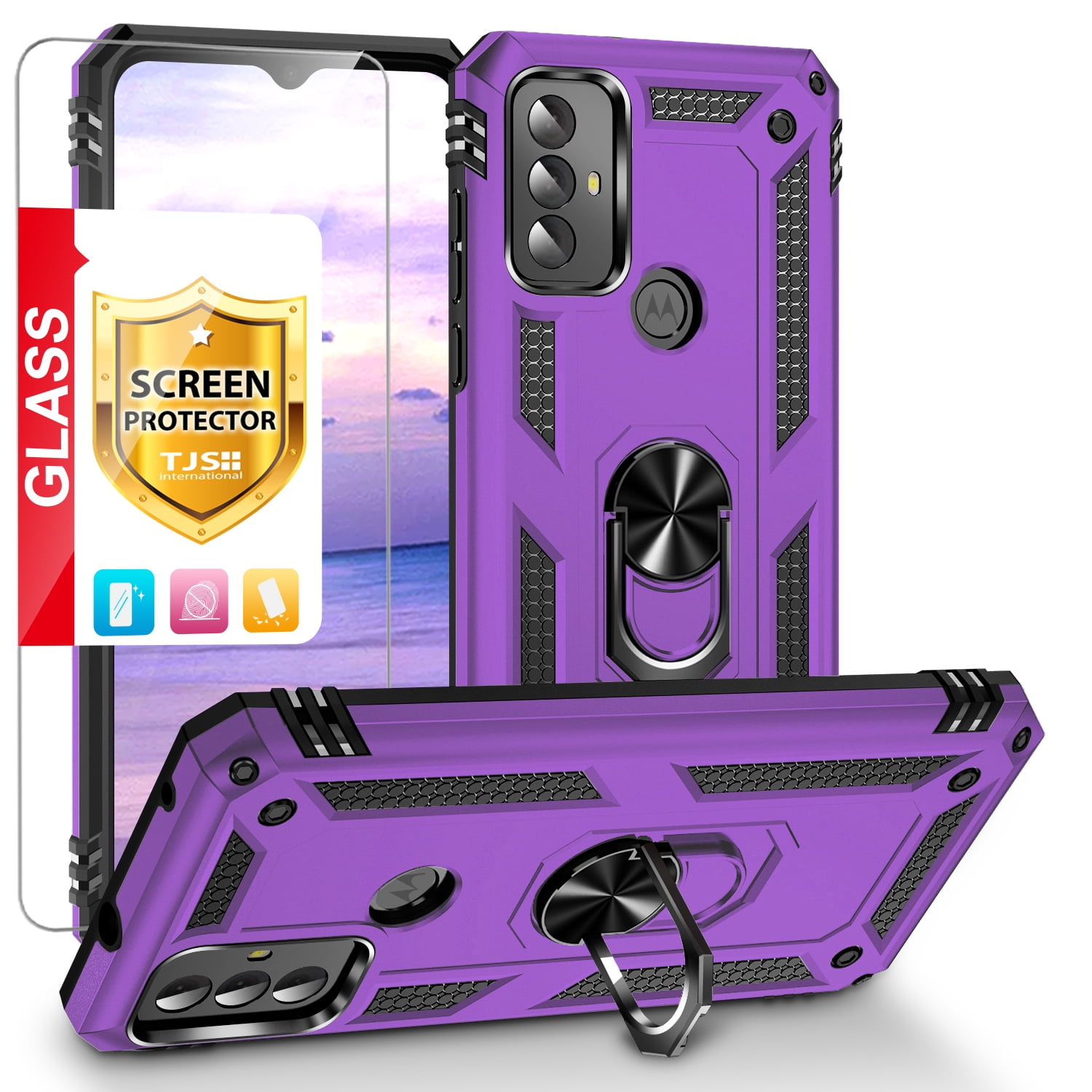 TJS for Motorola Moto G Play 2023 Phone Case, with Tempered Glass