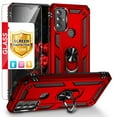 thumbnail image 1 of TJS for Motorola Moto G Play 2023/Moto G Power 2022/Moto G Pure 2021 Phone Case, with Tempered Glass Screen Protector, Impact Resistant Metal Ring Magnetic Support Kickstand Cover (Red), 1 of 7