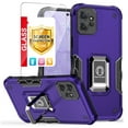 thumbnail image 1 of TJS for Motorola Moto G Power 2023 Phone Case, with Tempered Glass Screen Protector, [Military Grade] Heavy Duty Magnetic Support Ring Kickstand Cover for Moto G Power 2023 (Purple), 1 of 9