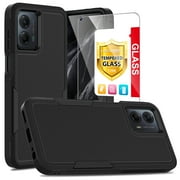 TJS for Motorola Moto G Power 5G (2024) Phone Case, with Tempered Glass Screen Protector, Heavy Duty Rugged Shockproof Full Body Protection Cover for Moto G Power 5G (2024) (Black)