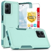 TJS for Motorola Moto G Power 5G (2024) Phone Case, with Tempered Glass Screen Protector, Heavy Duty Rugged Shockproof Full Body Protection Cover for Moto G Power 5G (2024) (Teal)