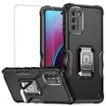 thumbnail image 1 of TJS for Motorola Moto G Stylus 2022 Phone Case, with Tempered Glass Screen Protector, [Military Grade] Heavy Duty Protective Cover, Magnetic Support Ring Kickstand Case for Moto G Stylus (Black), 1 of 9