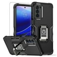 thumbnail image 1 of TJS for Motorola Moto G Stylus 5G (2022) Phone Case, with Tempered Glass Screen Protector, [Military Grade] Heavy Duty Protective Cover, Magnetic Support Ring Kickstand Case (Black), 1 of 9