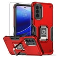 thumbnail image 1 of TJS for Motorola Moto G Stylus 5G (2022) Phone Case, with Tempered Glass Screen Protector, [Military Grade] Heavy Duty Protective Cover, Magnetic Support Ring Kickstand Case (Red), 1 of 9