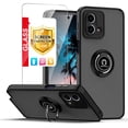 thumbnail image 1 of TJS for Motorola Moto G Stylus 5G 2023 Phone Case, with Tempered Glass Screen Protector, 360 Degrees Rotating Metal Ring Magnetic Support Kickstand Cover for Moto G Stylus 5G 2023 (Black), 1 of 8