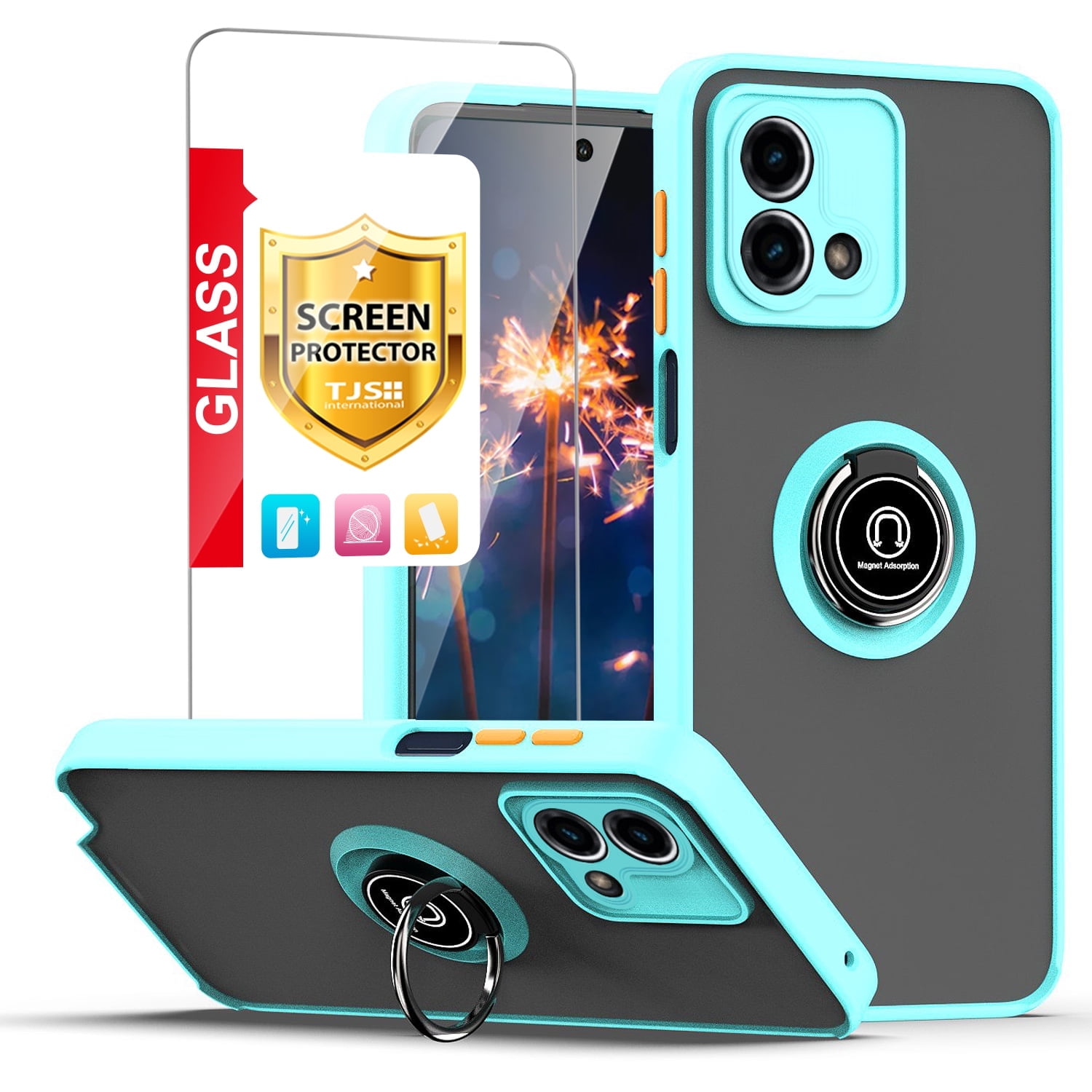 G Stylus 5g A Motorola Phone Case TJS For Motorola Moto G Stylus 5G 2023  Phone Case, With Tempered Glass Screen Protector, 360 Degrees Rotating  Metal Ring Magnetic Support Kickstand