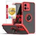 thumbnail image 1 of TJS for Motorola Moto G Stylus 5G 2023 Phone Case, with Tempered Glass Screen Protector, 360 Degrees Rotating Metal Ring Magnetic Support Kickstand Cover for Moto G Stylus 5G 2023 (Red), 1 of 8