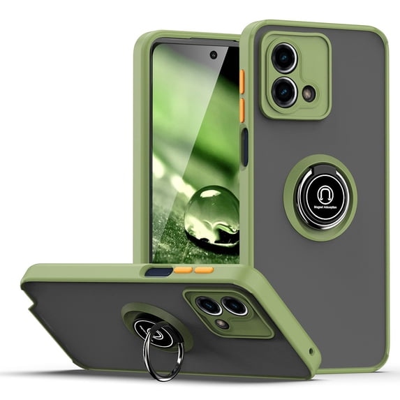 TJS Phone Case for Motorola Moto G Stylus 5G 2023, 360 Degrees Rotating Metal Ring Magnetic Support Kickstand Cover for Moto G Stylus 5G 2023 (Green)