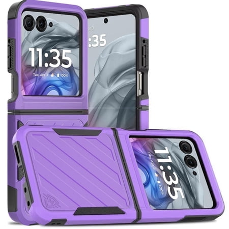 TJS for Motorola Razr 2026/2025/2024 Phone Case, [Military Grade] Noble Lined Shockproof Dual Layer Hybrid Protective Cover for Moto Razr 2026/2025 (Dark Purple/Black)