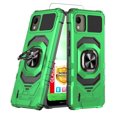 thumbnail image 1 of TJS for Nokia C110 Phone Case, with Tempered Glass Screen Protector, [Military Grade] Robotic Magnetic Support Car Mount Metal Ring Holder Kickstand Cover (Green), 1 of 7