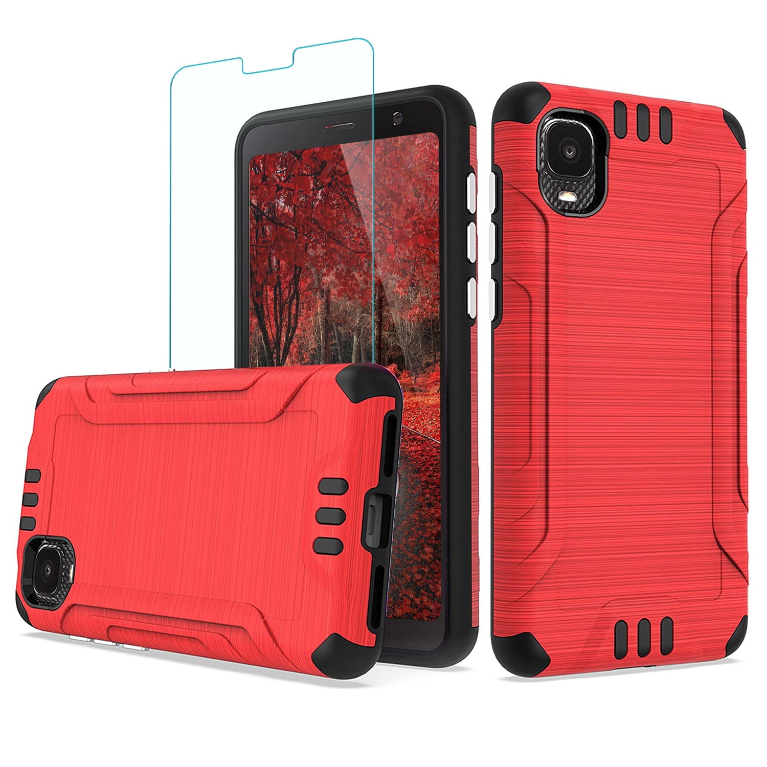 TJS Phone Case for Alcatel TCL A3 A509DL / A30, with Tempered Glass