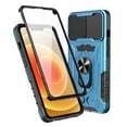 thumbnail image 1 of TJS Phone Case for Apple iPhone 13, Slide Camera Lens Cover Magnetic Support Metal Ring Holder Kickstand Built-in Tempered Glass Screen Protector Full Body Protective Case (Blue), 1 of 8