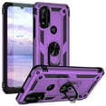 thumbnail image 1 of TJS for Motorola Moto G Pure 2021/Moto G Power 2022/Moto G Play 2023 case, with Tempered Glass Screen Protector Impact Resistant Metal Ring Magnetic Support Kickstand Drop Protector Cover (Purple), 1 of 8
