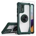 thumbnail image 1 of TJS Phone Case for Motorola Moto G Stylus 2021 with [Tempered Glass Screen Protector] Metal Ring Magnetic Support Kickstand Bumper Rugged Phone Cover (Green), 1 of 5