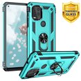 thumbnail image 1 of TJS Phone Case for Motorola Moto G Stylus 5G 2021 (Not Fit Moto G Stylus 2021), with [Tempered Glass Screen Protector] Resistant Metal Ring Magnetic Support Kickstand Protector Cover (Teal), 1 of 8