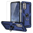 thumbnail image 1 of TJS Phone Case for Motorola Moto G Stylus 5G (2022), with [Tempered Glass Screen Protector] Impact Resistant Metal Ring Magnetic Support Kickstand Drop Protector Cover (Blue), 1 of 6