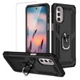 thumbnail image 1 of TJS Phone Case for Motorola Moto G Stylus 5G (2022), with [Tempered Glass Screen Protector] Impact Resistant Metal Ring Magnetic Support Kickstand Drop Protector Cover (Black), 1 of 6