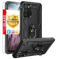 thumbnail image 1 of TJS Phone Case for Samsung Galaxy A03S, with [Tempered Glass Screen Protector] Impact Resistant Metal Ring Magnetic Support Kickstand Drop Protector Cover (Black), 1 of 8