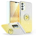 thumbnail image 1 of TJS Phone Case for Samsung Galaxy A13 5G, Galaxy A04s with Tempered Glass Screen Protector, Two Tone Shinny Glitter Metal Ring Magnetic Support Kickstand Cover (Yellow), 1 of 7