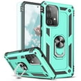 thumbnail image 1 of TJS Phone Case for Samsung Galaxy A53 5G, with [Tempered Glass Screen Protector] Impact Resistant Metal Ring Magnetic Support Kickstand Drop Protector Cover (Teal), 1 of 7
