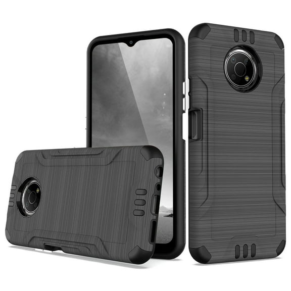TJS Phone Case for Nokia G300 5G (N1374DL), Dual Layer Shockproof Brushed Armor Magnetic Metallic Phone Case Cover (Grey)