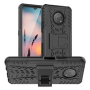 TJS Phone Case for Nokia G300 5G N1374DL, Tire Texture Heavy Duty Shockproof Hybrid Kickstand Phone Cover Black