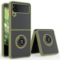 thumbnail image 1 of TJS Phone Case for Samsung Galaxy Z Flip 3 5G, 360 Degrees Rotating Metal Ring Magnetic Support Kickstand Cover (OD Green), 1 of 8