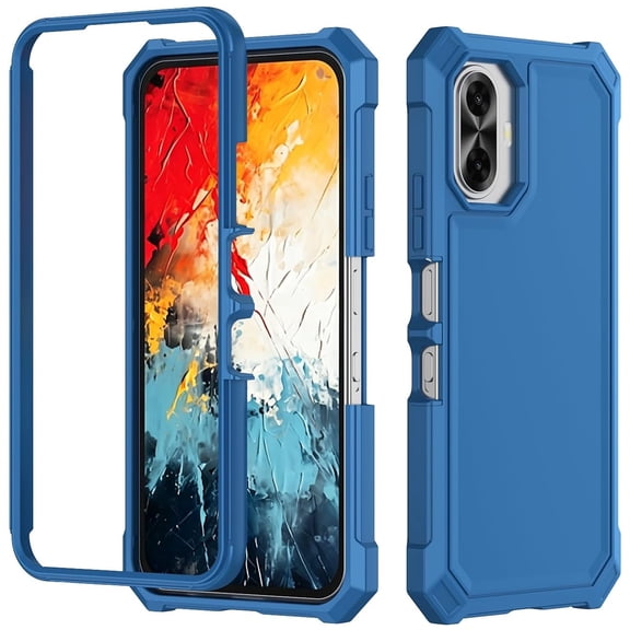 TJS Phone Case for TCL K70 5G / TCL K70 XE, Full Body Protective Heavy Duty Hybrid Bumper Cover (Blue)