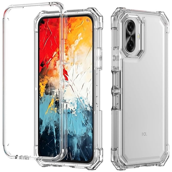TJS Phone Case for TCL K70 5G / TCL K70 XE, Full Body Protective Heavy Duty Hybrid Bumper Cover (Clear)