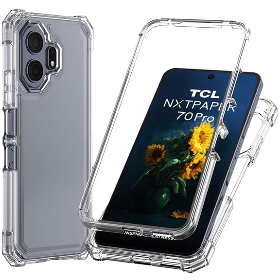 TJS Phone Case for TCL NXTPAPER 70 Pro, Full Body Protective Heavy Duty Hybrid Bumper Cover (Clear)