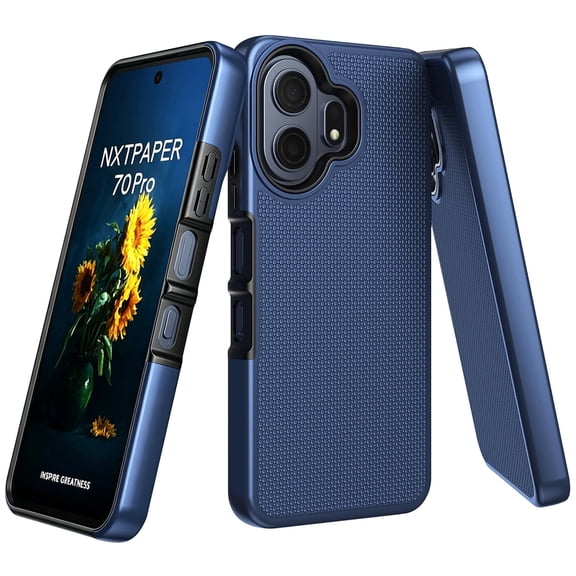 TJS Phone Case for TCL NXTPAPER 70 Pro, Slim Dual Layer Hybrid Shockproof Rugged Phone Cover (Blue)
