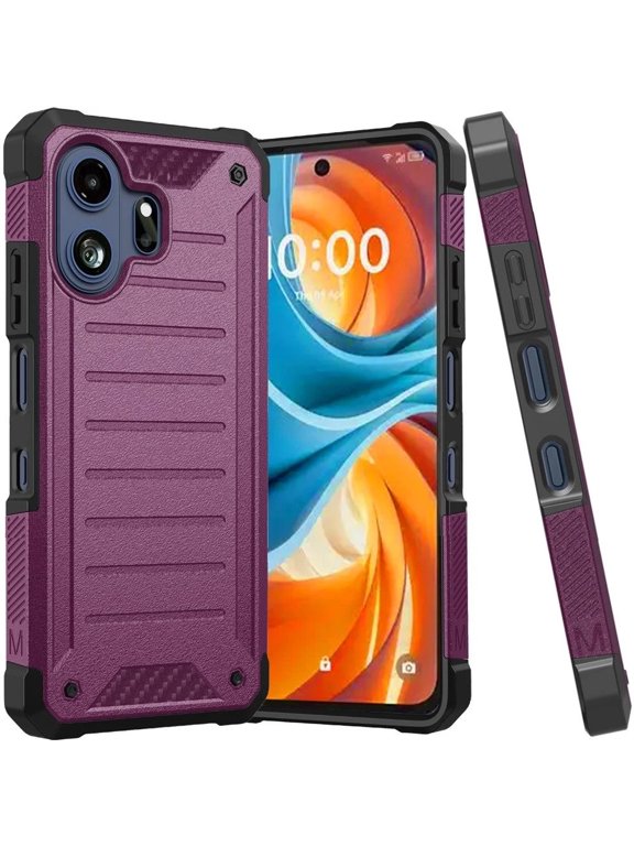 Phone Case for TCL NXTPAPER 70 Pro, Tough Lined Design Hybrid Shockproof Protection Cover (Purple)