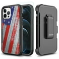 thumbnail image 1 of TJS Phone Case for iPhone 11 Pro Case with Tempered Glass Screen Protector, Belt Clip Holster Heavy Duty Rugged Shockproof Full Body Protection Cover (USA Flag), 1 of 8
