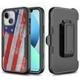 thumbnail image 1 of TJS Phone Case for iPhone 13 Case with Tempered Glass Screen Protector, Belt Clip Holster Heavy Duty Rugged Shockproof Full Body Protection Cover (USA Flag), 1 of 8