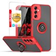 thumbnail image 1 of TJS for Samsung Galaxy A14 5G Phone Case, with Tempered Glass Screen Protector, 360 Degrees Rotating Metal Ring Magnetic Support Kickstand Cover for Galaxy A14 5G (Red), 1 of 6