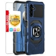 thumbnail image 1 of TJS for Samsung Galaxy A14 5G Phone Case, with Tempered Glass Screen Protector, [Military Grade] Robotic Magnetic Support Car Mount Metal Ring Holder Kickstand Cover for Galaxy A14 5G (Blue), 1 of 5