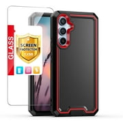 TJS for Samsung Galaxy A15 5G Phone Case, with Tempered Glass Screen Protector, Dual Layer Shockproof Rugged Hybrid Drop Protector Cover for Galaxy A15 5G (Black)