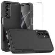 TJS for Samsung Galaxy A16 5G Phone Case, with Tempered Glass Screen Protector, Heavy Duty Rugged Shockproof Full Body Protection Cover for Galaxy A16 5G Black